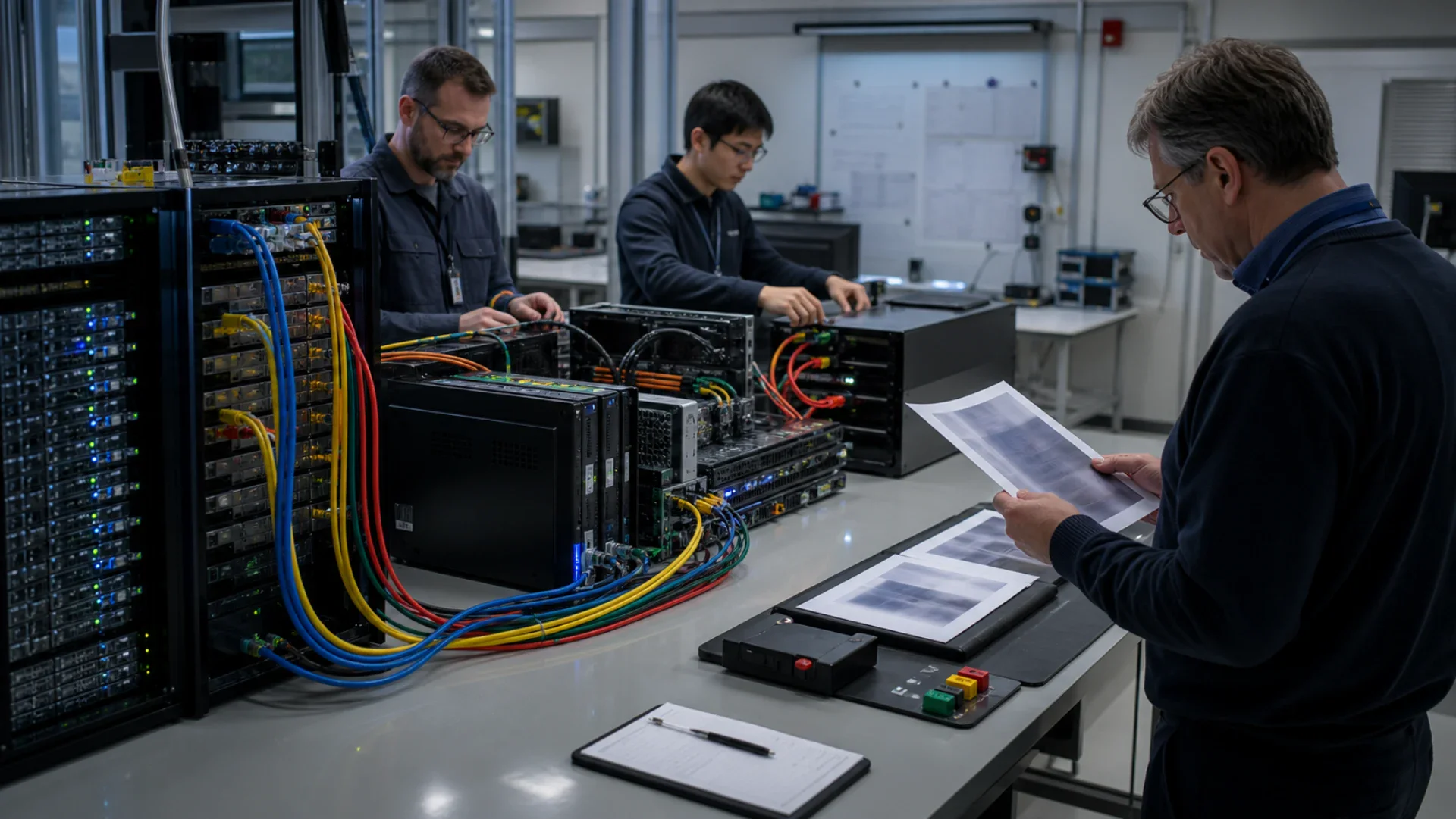 Engineers validating governed AI operations across models, tools, infrastructure and human review