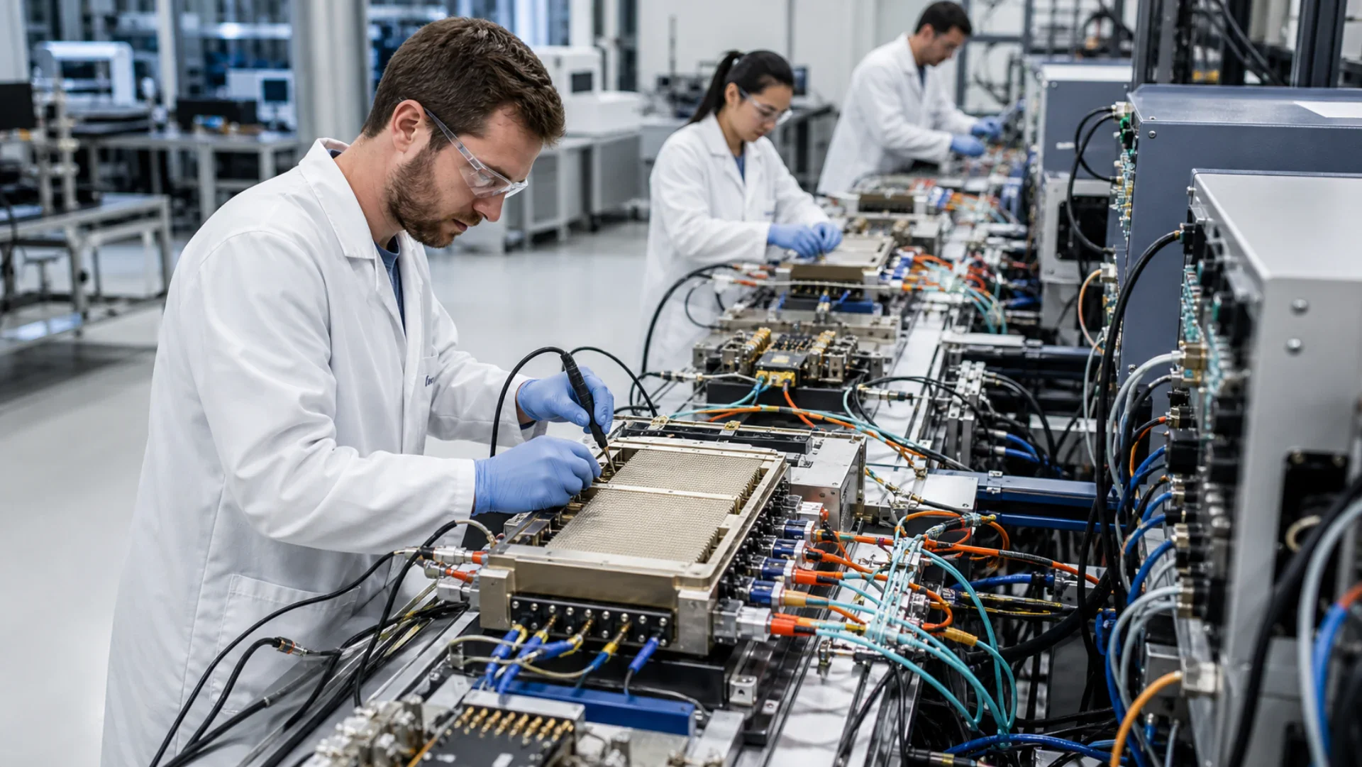 Engineers validating accelerators, memory, networking and data movement across a high-performance compute path