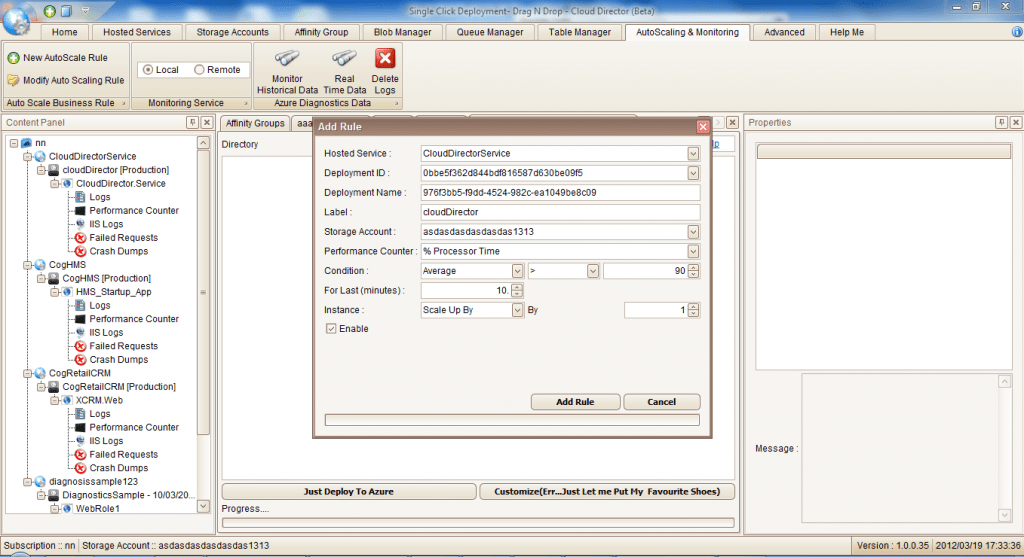 Azure Cloud Director : Auto Scale Azure Instances as per defined Business rules - Instance performance counters or time or any trigger defined