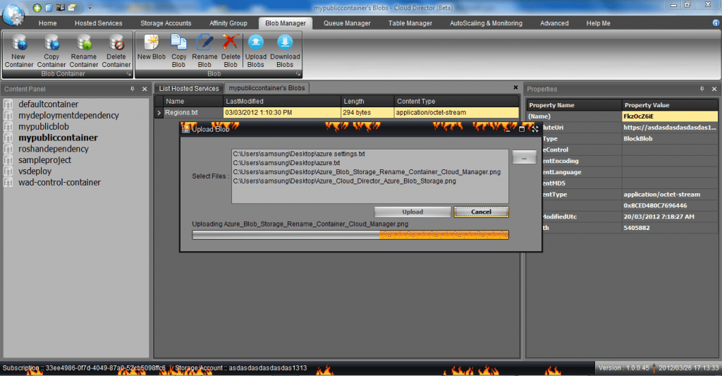 Azure_Cloud Manager: Multiple_Blob Upload and Download using_Azure_Storage_Client