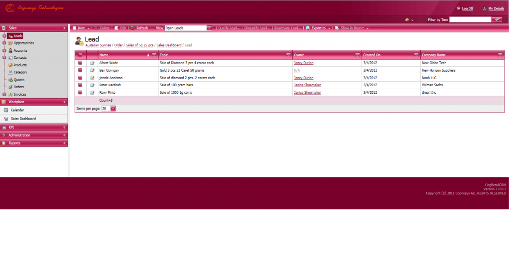 Sales Managment: Sales Lead CRM