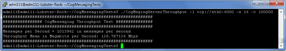 Cog Messaging 129 mbps per sec thoroughput million messages per sec