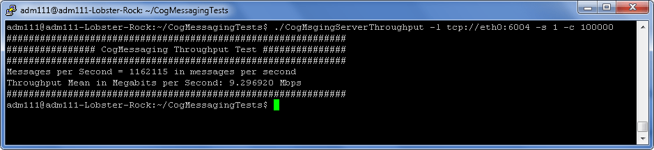 Cog Messaging Low Latency Extreme thoroughput million messages per sec